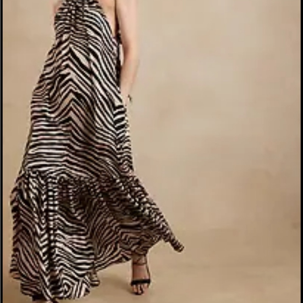 Banana Republic Black and White Zebra Print Maxi Dress